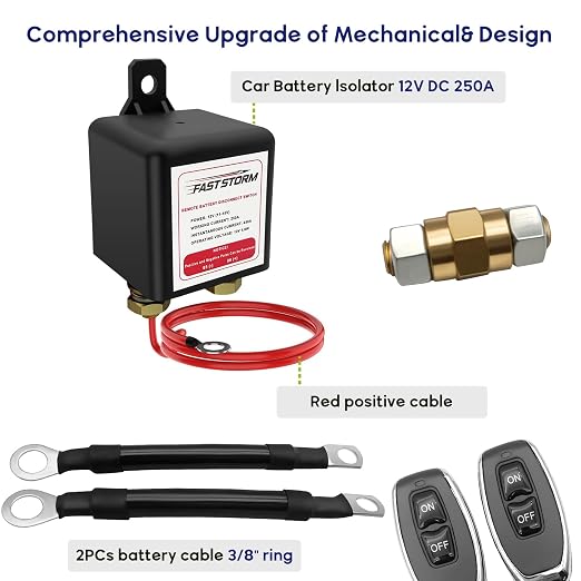 Side Post Remote Battery Disconnect Switch 12V, 250A Negative Battery Cut Off - Image 8