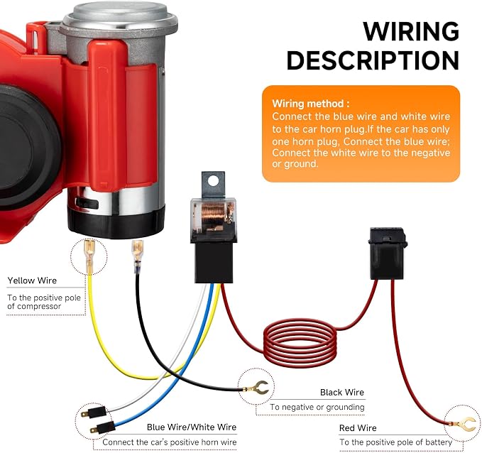 Train Horns kit for trucks, Air Horn for Motorcycle, Train Sound Car Horn Kit - Image 7