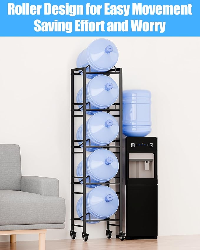 5 Gallon Water Jug Holder, Movable 5 Tier Heavy Duty Water Rack - Image 7