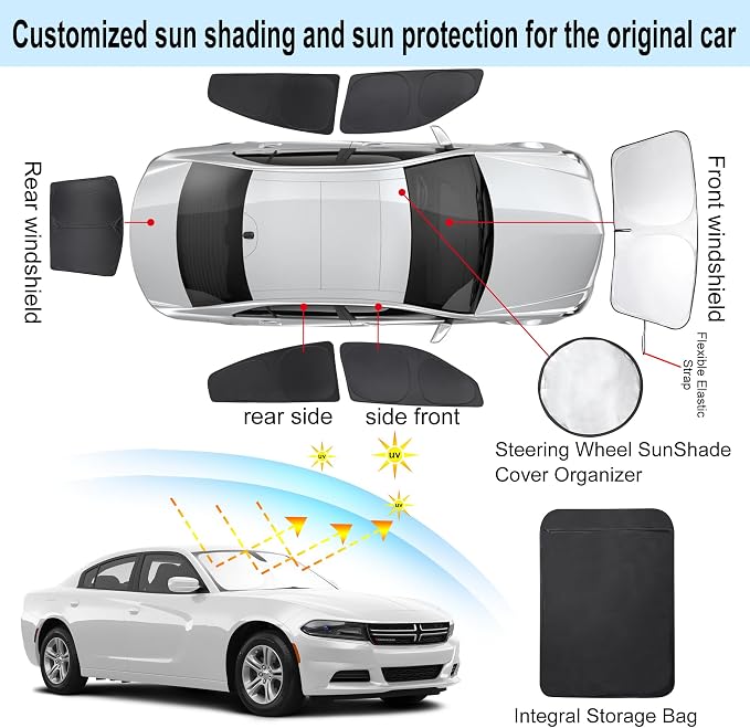 TINGLU Window Shades for Dodge Charger 2011-2023 Accessories Car Side Full - Image 3