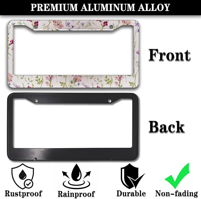 License Plate Cover Multicolor License Plate Frames Folk Flower Hippie Boho - Image 3