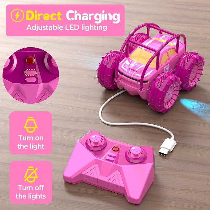 Remote Control Car, Fast Direct Charging RC Cars Amphibious 360° Rotating LED - Image 2