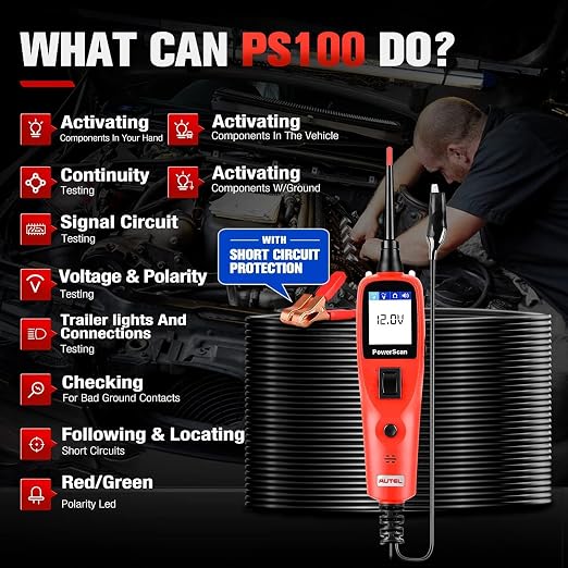Autel PowerScan PS100 Power Circuit Probe Kit - 12V 24V Car Circuit System - Image 2
