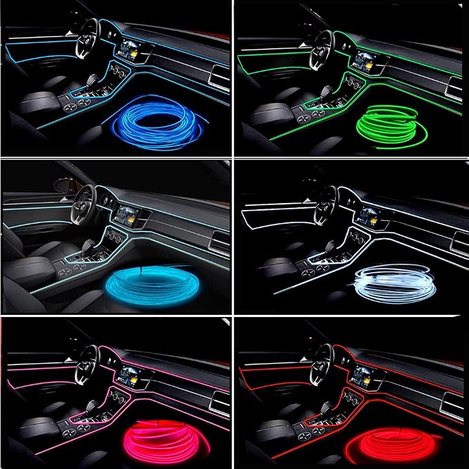 El Wire Pink Interior Car LED Strip Lights, 5M Neon Wire USB 5V - Image 2