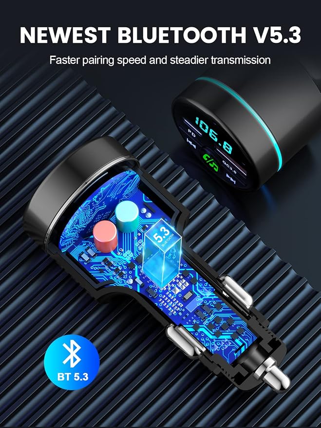 FM Transmitter for Car Bluetooth 5.3, PD 30W & QC3.0 18W Fast Car Charger - Image 5