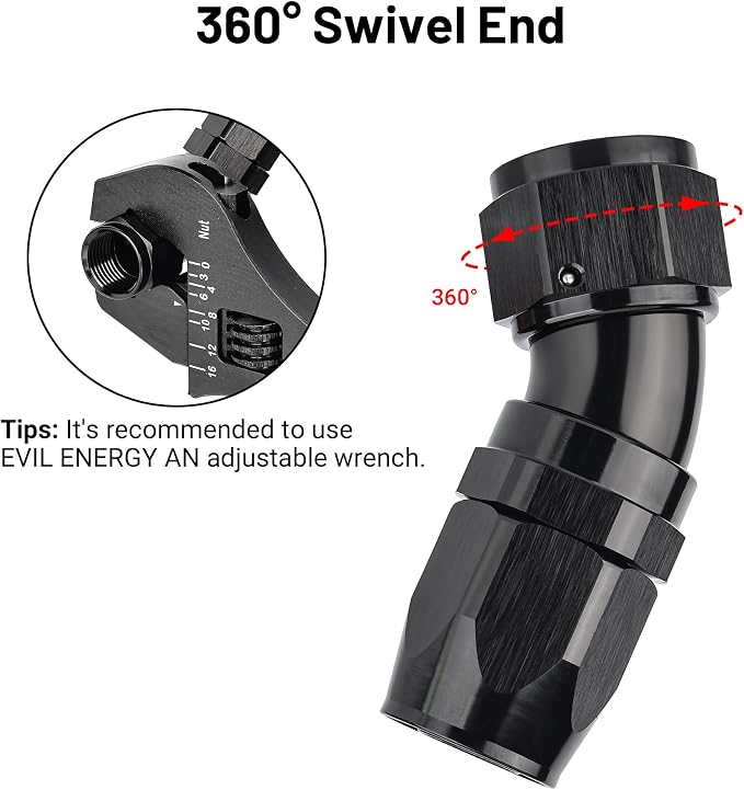 EVIL ENERGY 12AN 30 Degree One Piece Full Flow Hose End Fitting Swivel - Image 4