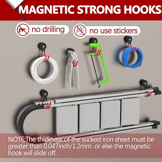 3-H Heavy Duty Magnet Garage Hooks 4 Pack, J Shape Strong Magnetic Hooks - Image 6