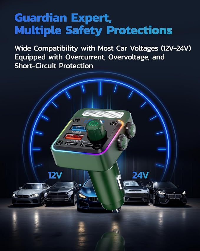 Nulaxy 54W Bluetooth 5.3 Car Adapter - Image 8