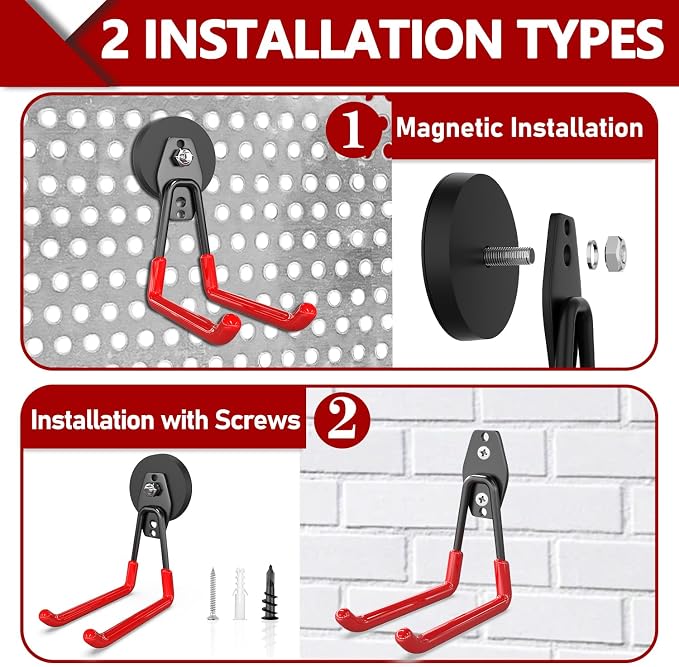3-H Heavy Duty Magnet Garage Hooks 4 Pack, Extra Large Strong Magnetic Hooks - Image 2