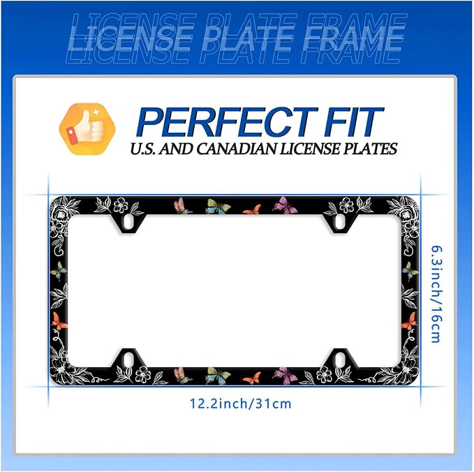 Butterfly License Plate Frame Wild Flower License Plate Holder Stainless Steel - Image 7