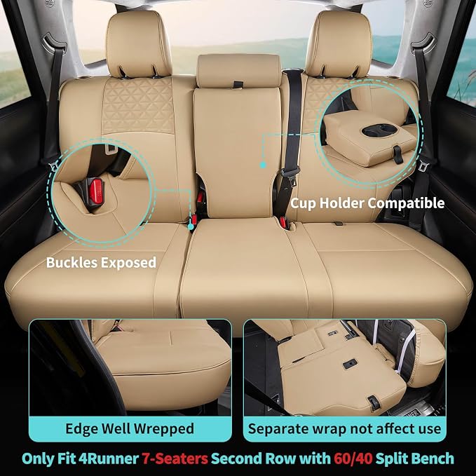 Seat Covers for Toyota 4Runner 2011-2024, Faux Leather Car Seat Cover Full Set - Image 3