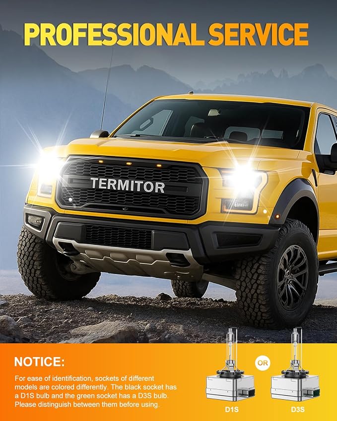 D1S Xenon HID Headlights Bulbs, 400% Enhanced Brightness, 6000K Cool White - Image 7