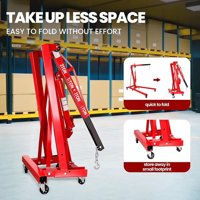 4400 Lbs Folding Engine Hoist Cherry Picker, 2 Ton Engine Hoist - Image 6