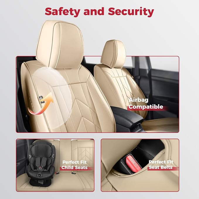 Beige Car Seat Covers Full Set - Image 4