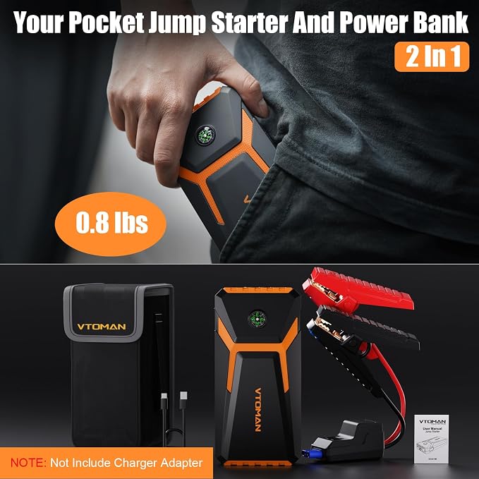 VTOMAN V6 Pro Jump Starter, 2000A Car Battery Jumper Starter Portable - Image 8
