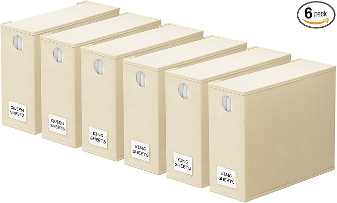 SpaceAid 6 Pack Bed Sheet Organizers and Storage, Foldable Sheet Organizer by SpaceAid