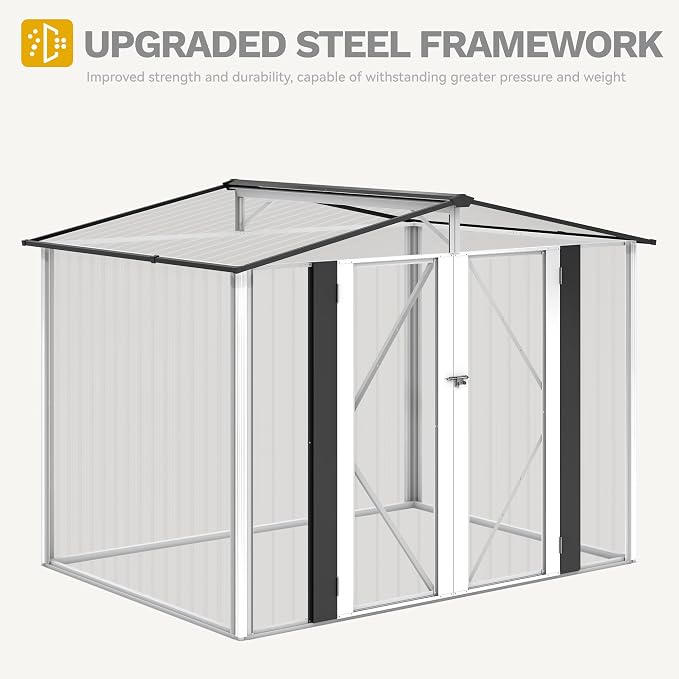 DWVO 8x6FT Outdoor Storage Shelter, Roomy Steel Tool Shed - Image 5