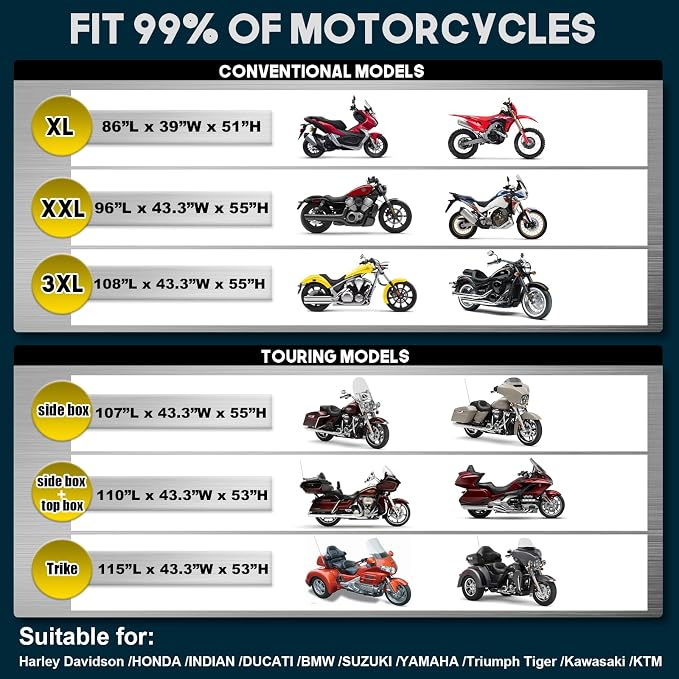 Rosefray Trike Cover, Motorcycle Cover Heavy Duty 600D Waterproof - Image 7