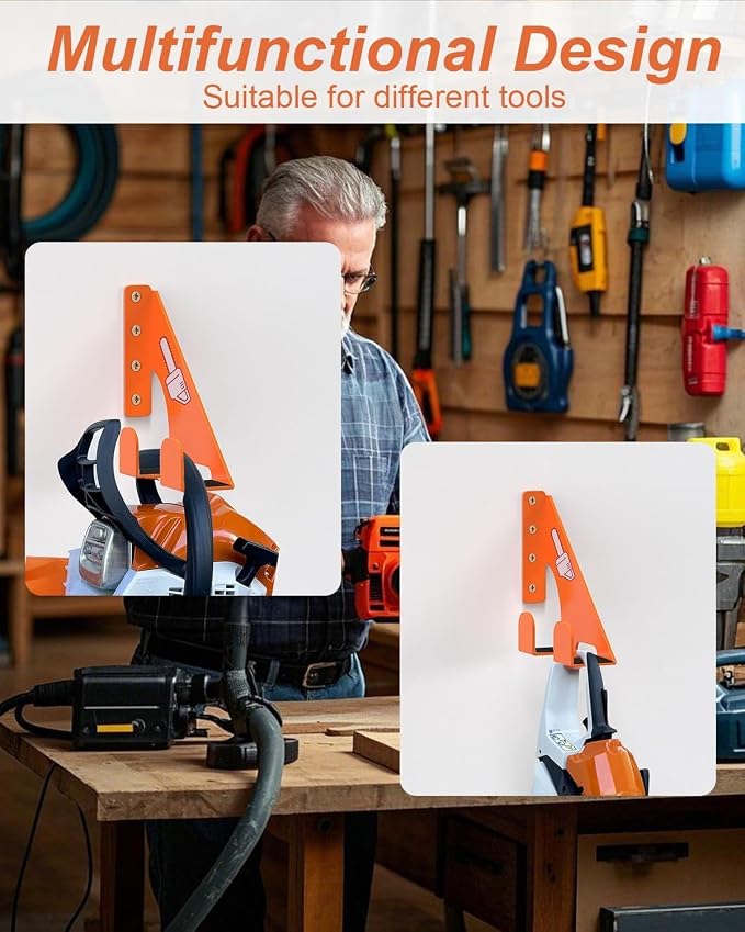 Chainsaw Holder -4 Pack- 180LB Heavy-Duty Alloy Steel Wall Mount Set, Chainsaw - Image 6