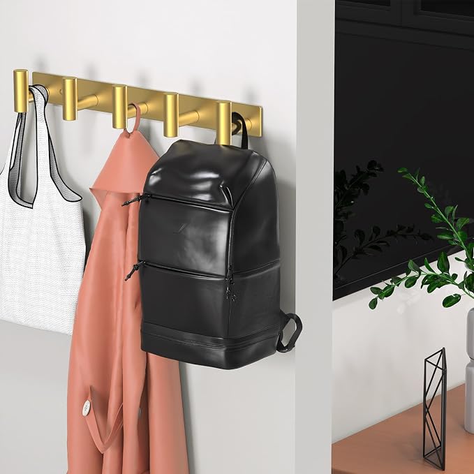 Wall Mounted Coat Rack-5 Hooks, Heavy Duty Stainless Steel Hook Rail - Image 6
