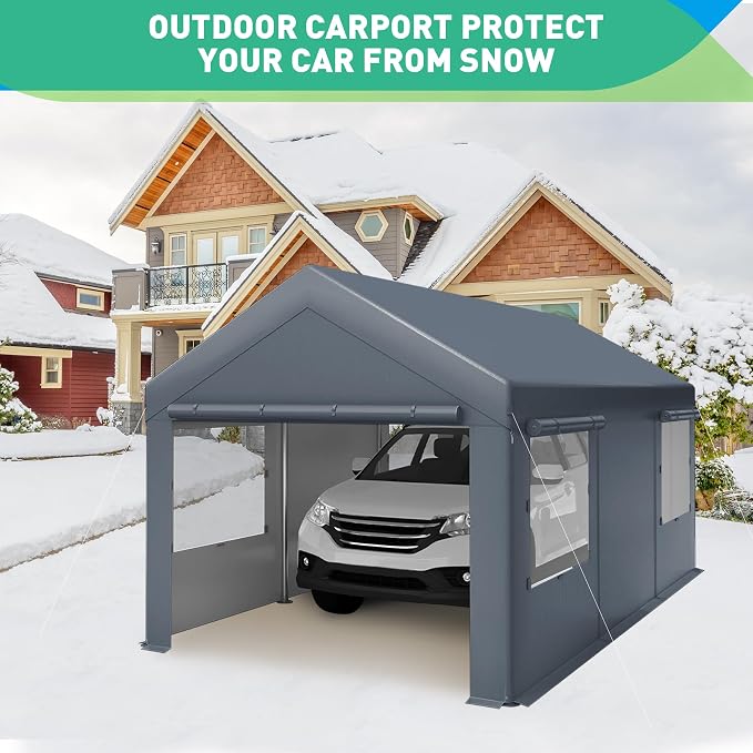10X20 Ft Heavy Duty Carport Canopy, Portable Garage, Car Tents, Reinforced - Image 6