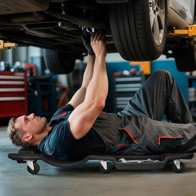 Magshion Mechanic Creeper with Padded Headrest and Dual Tool Tray, Rolling - Image 2