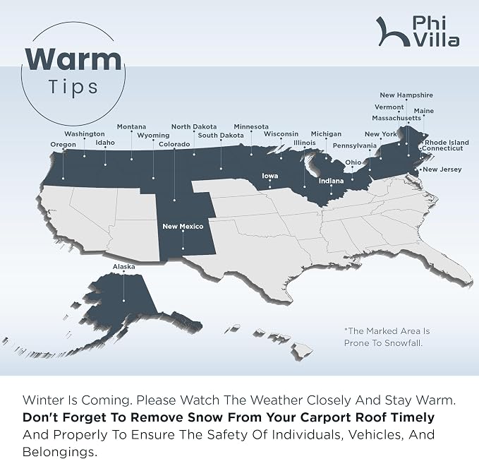 PHI VILLA 12 x 20 ft Carport Metal Carports - Image 7