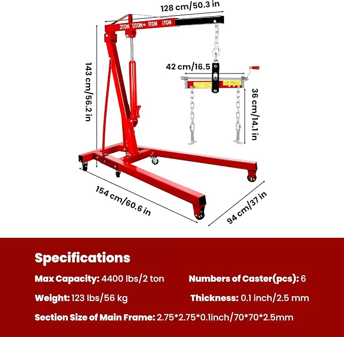 4400 Lbs Folding Cherry Picker, 2 Ton Engine Hoist - Image 6