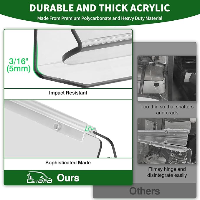 Golf Cart Foldable Windshield 3/16" Thicken Only Fits 2003-2006 Yamaha G22 - Image 3