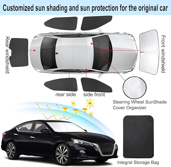 TINGLU 6PCS Window Shades for Nissan Altima 2019-2024 2025 Accessories Car Side - Image 3