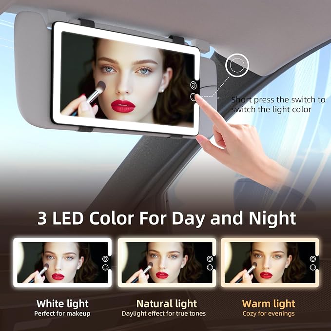 Solar Car Sun Visor Vanity Mirror, Sun Visor Makeup Mirror - Image 5