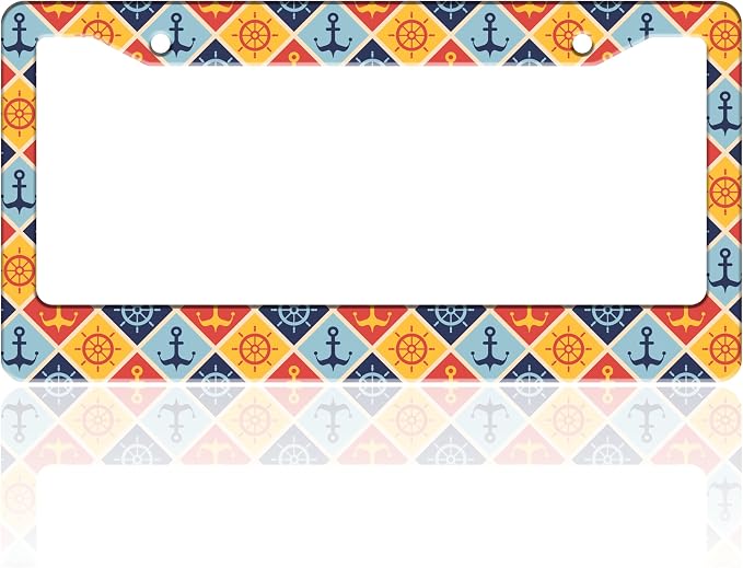Anchor Rudder License Plate Frame Nautical Stainless Steel License Plate Holder by TINALUIN