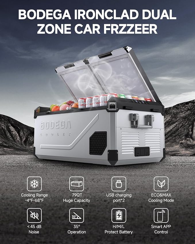 BODEGACOOLER 12 Volt Car Refrigerator, 79 Quart Portable Freezer Car Fridge - Image 2