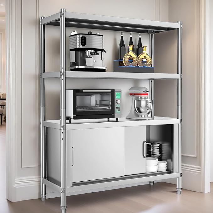 YITAHOME Stainless Steel Shelves 4 Tier, NSF Heavy Duty Floor Mount Shelving by YITAHOME