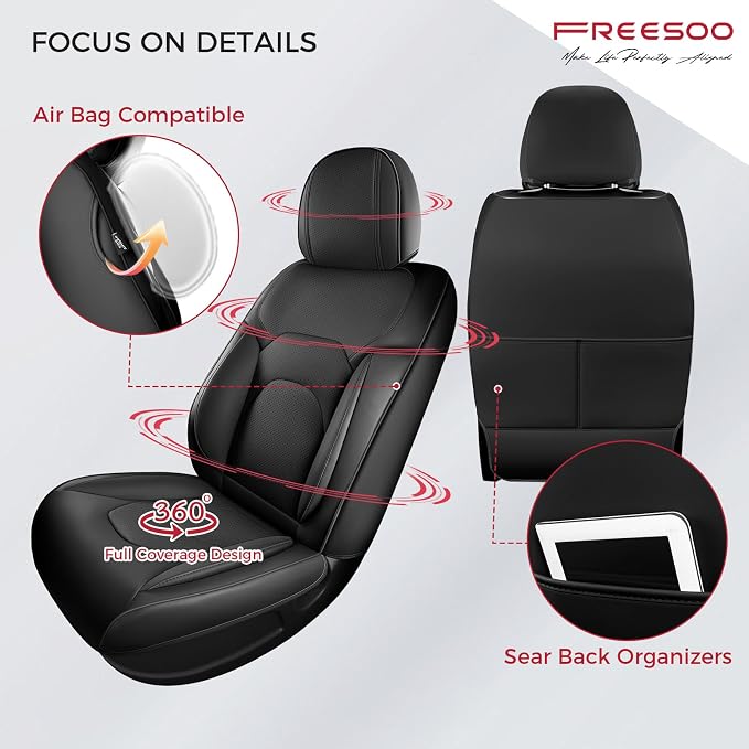 FREESOO Car Seat Covers Front Seats 2PCs, Waterproof Automotive Seat Covers - Image 3