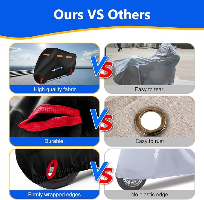 Motorcycle Cover, 600D Heavy Duty Waterproof Motorbike Cover, Dustproof - Image 6