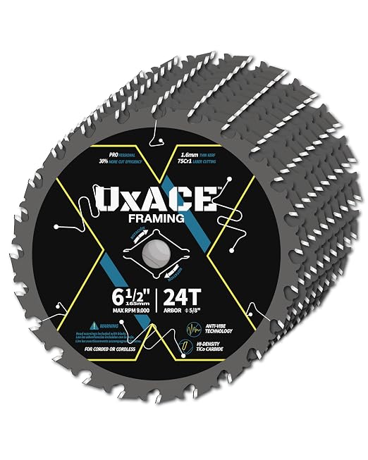 6-1/2-Inch 24-Tooth Circular Saw Blade by UXACETOOLS