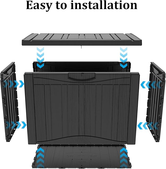 50 Gallon Lockable Resin Deck Box, Waterproof & UV-Resistant Outdoor Storage Box - Image 7