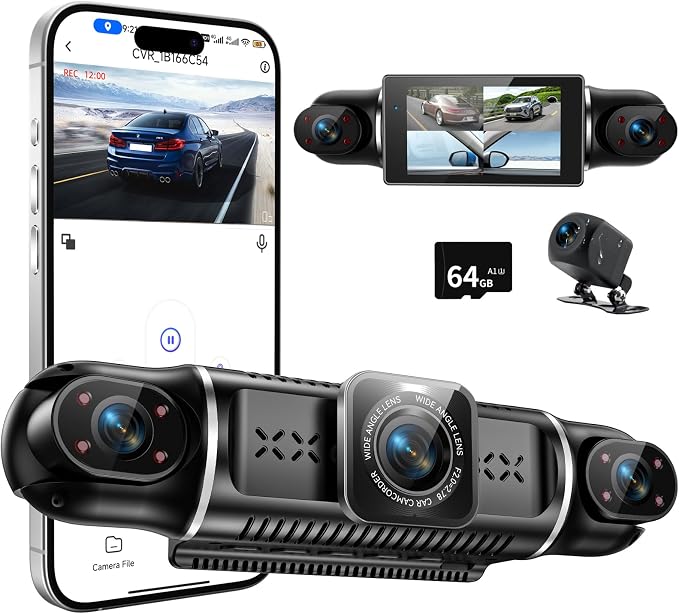 360°View 4 Channel Dash Cam, 2K+1080P Front and Rear Inside Left Right by M+CARKUMI