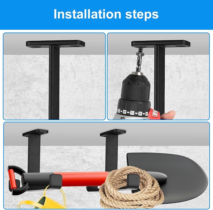 2 Pcs Overhead Garage Storage Hooks Racks, Heavy Duty Garage Bike Hooks - Image 5