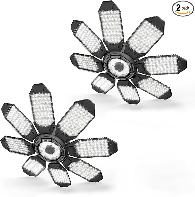 Garage Lights - 40000LM Super Bright Garage Lights Ceiling Led w/ 8 Deformable by POLARPRAUS