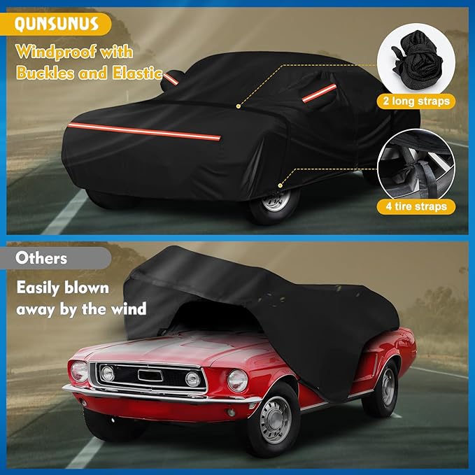 QUNSUNUS 6 Layer Car Cover for Ford Mustang 1964-1968 Waterproof All Weather - Image 5