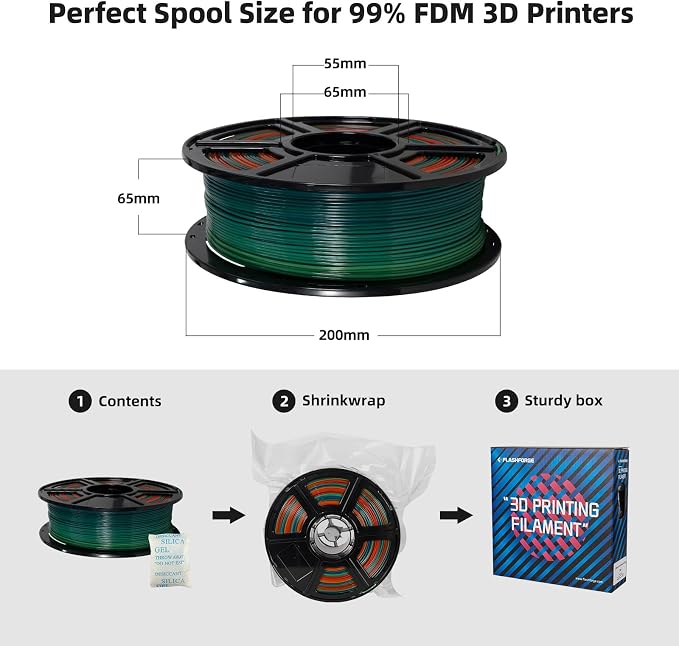 FLASHFORGE PLA Filament 1.75mm, 3D Printer Filament 1kg Spool, Dimensional - Image 6