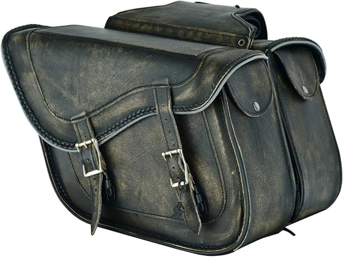 GARGOYLE BELLS Motorcycle Saddle Bags Genuine Leather Motorcycle Luggage Bag by GARGOYLEBELLS