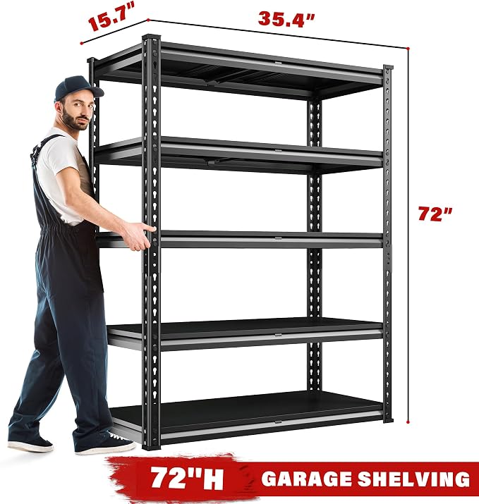 REIBII 3000LBS Garage Shelving 72" H Storage Shelves Heavy Duty Adjustable - Image 3
