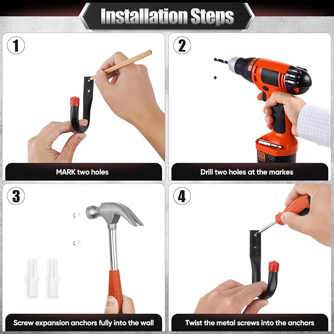 Nacial 20 Pack Garage Hooks Heavy Duty, 9.8" & 3.5" Garage Wall Hook - Image 5