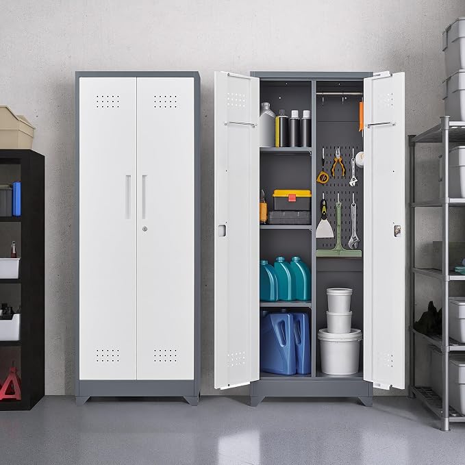 GREATMEET 65" Garage Storage Cabinet, Broom Closet Storage Cabinet, Metal - Image 9