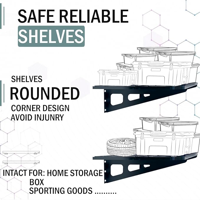 2-Pack 2x4ft Garage Wall Shelves, 2 Shelf Total 8 ft Garage Shelving Wall - Image 4