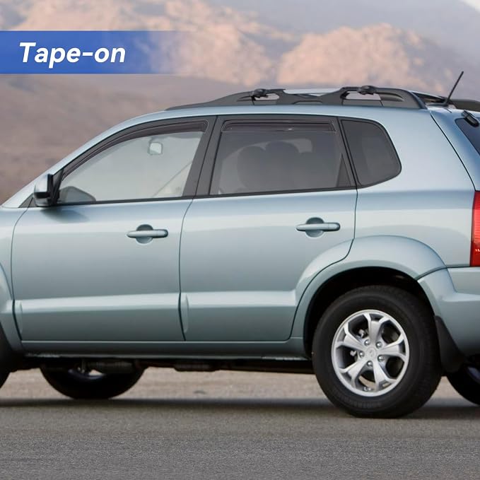 Window Visors Rain Guards for 2005-2009 Hyundai Tucson, Out-Channel Window Vent - Image 3