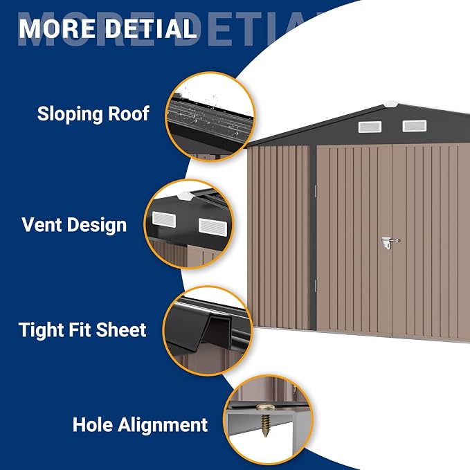 UDPATIO Outdoor Storage Shed 10x10 FT, Outside Sheds & Outdoor Storage Metal - Image 7